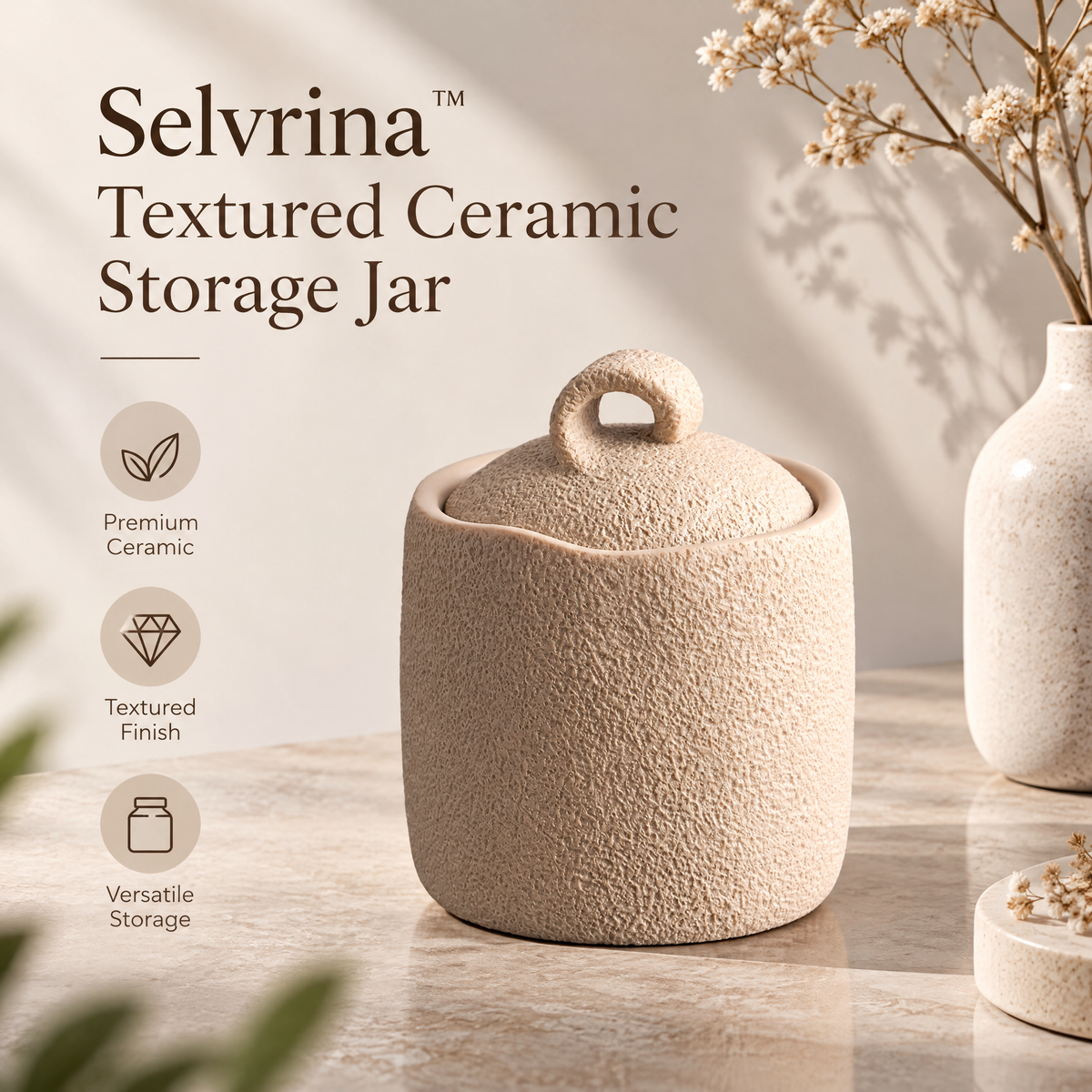Selvrina™ Sculptural Storage Jar – Modern Artistic Home Accent
